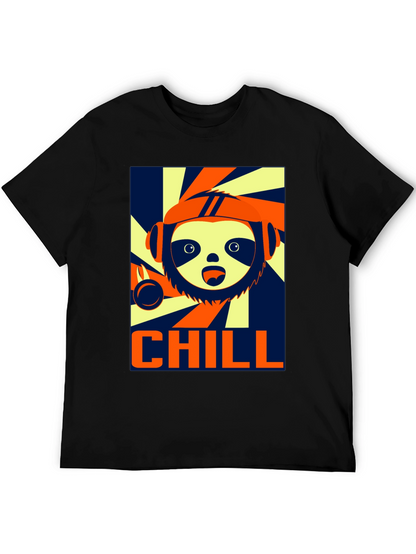 Camiseta Negra Chill con Diseño de Perezoso Cool