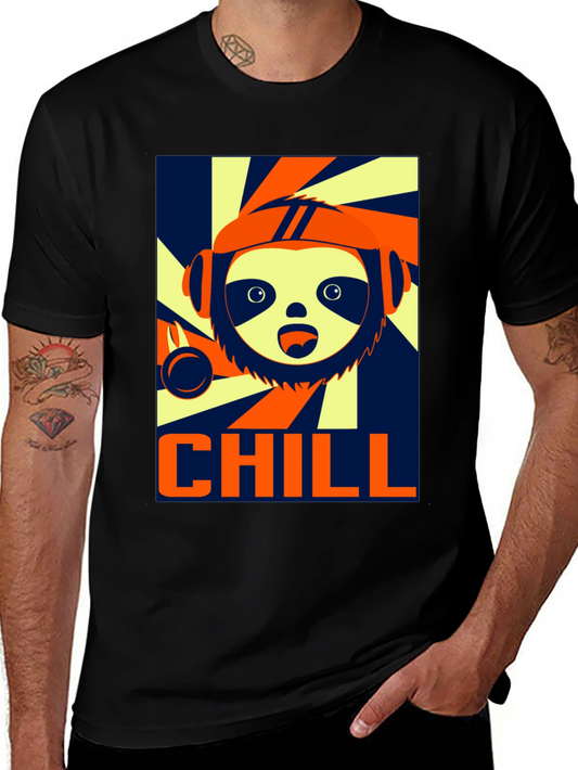 Camiseta Negra Chill con Diseño de Perezoso Cool