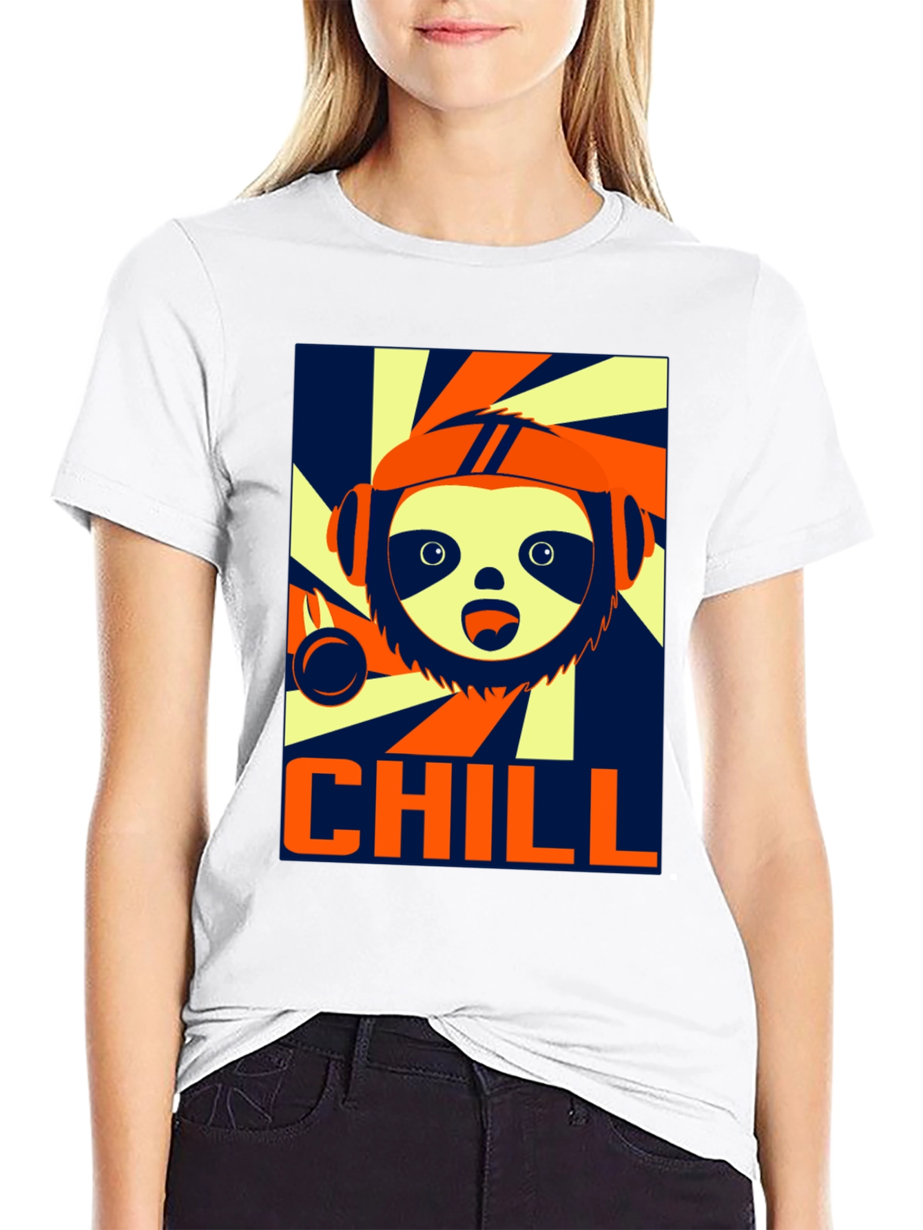 Camiseta Negra Chill con Diseño de Perezoso Cool