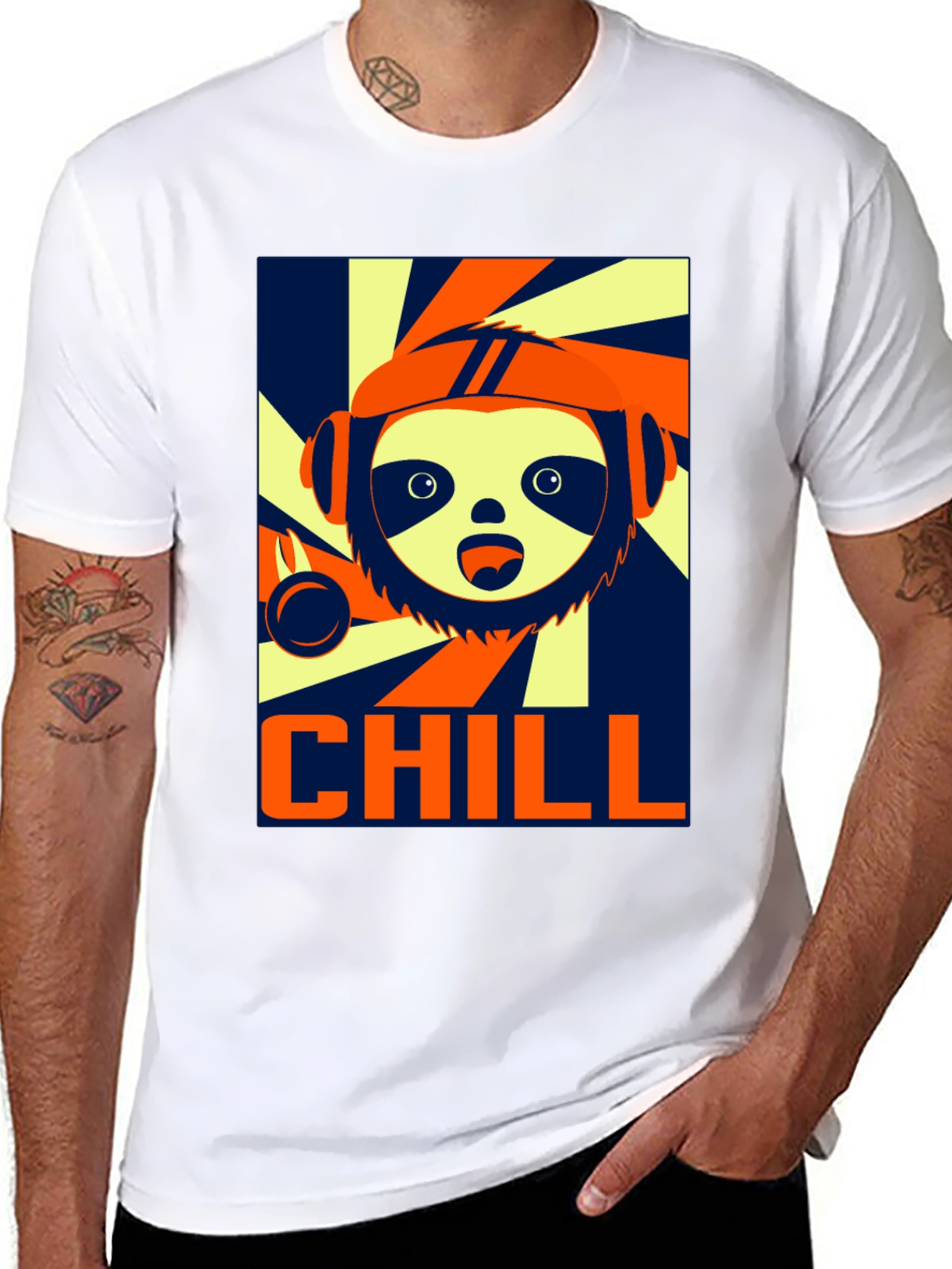 Camiseta Negra Chill con Diseño de Perezoso Cool