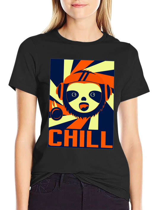 Camiseta Negra Chill con Diseño de Perezoso Cool