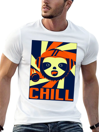 Camiseta Negra Chill con Diseño de Perezoso Cool