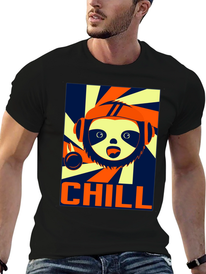 Camiseta Negra Chill con Diseño de Perezoso Cool