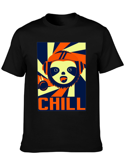 Camiseta Negra Chill con Diseño de Perezoso Cool