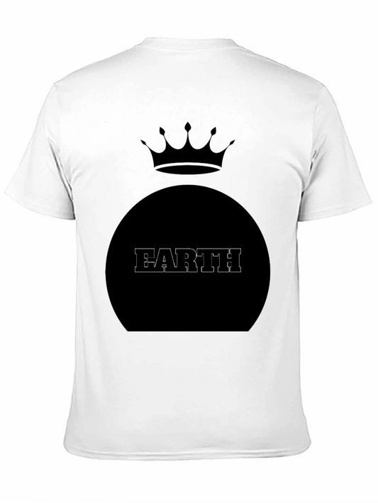 Camiseta Hombre Negra Diseño Tierra con Corona