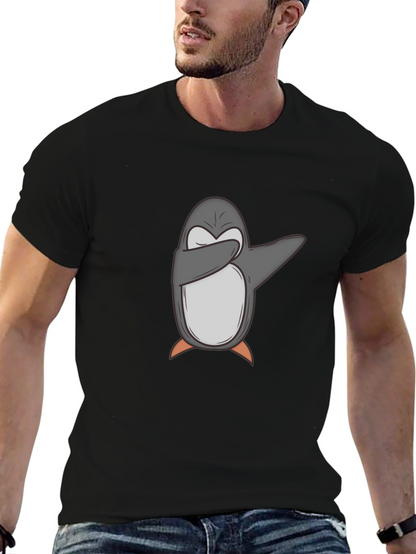Camiseta Negra con Pingüino Dabbing para Hombre