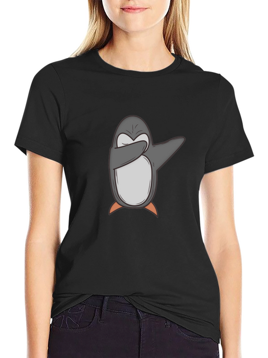 Camiseta Negra con Pingüino Dabbing para Hombre