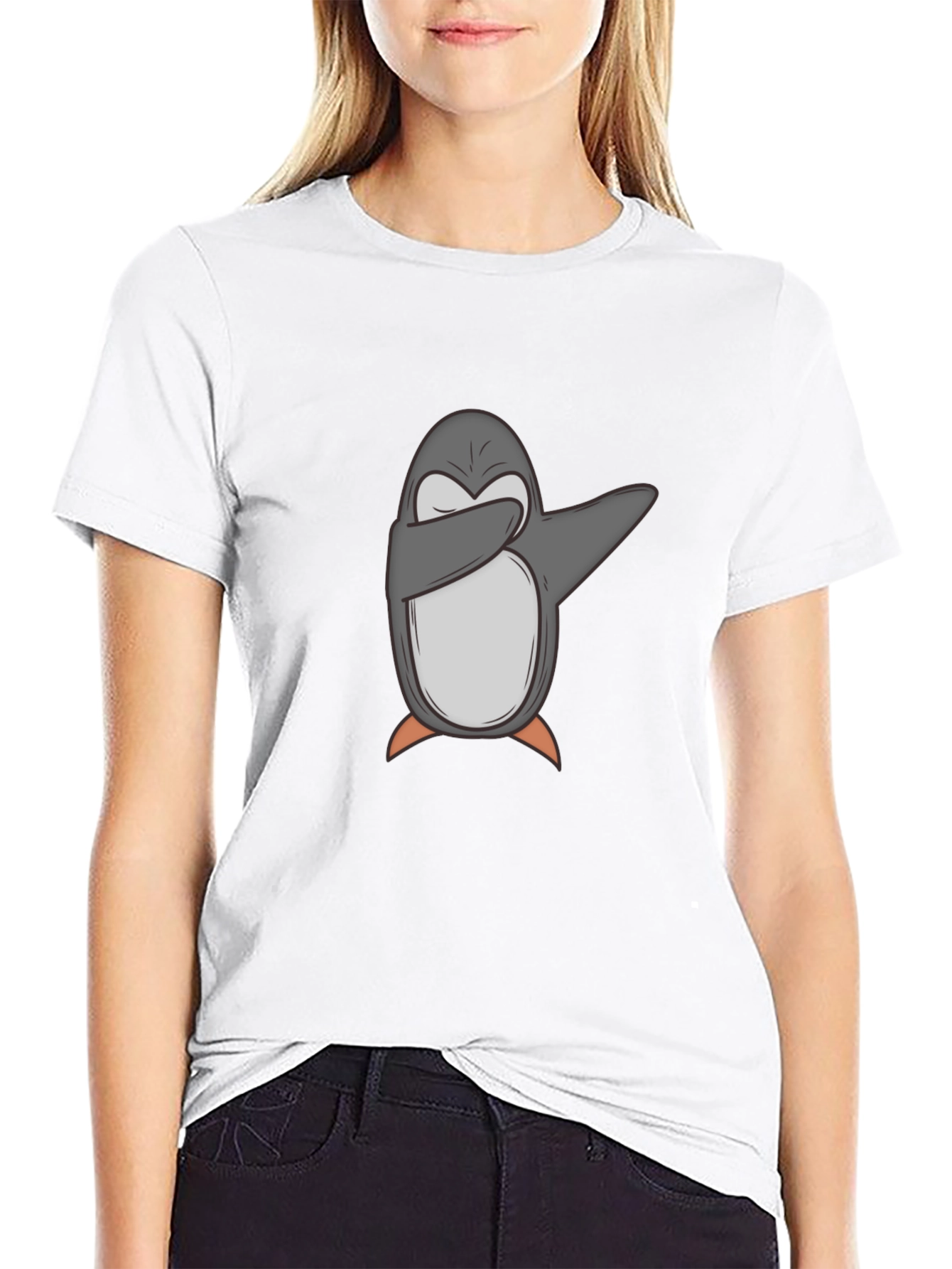 Camiseta Negra con Pingüino Dabbing para Hombre