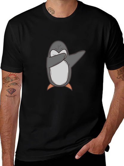 Camiseta Negra con Pingüino Dabbing para Hombre