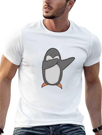 Camiseta Negra con Pingüino Dabbing para Hombre