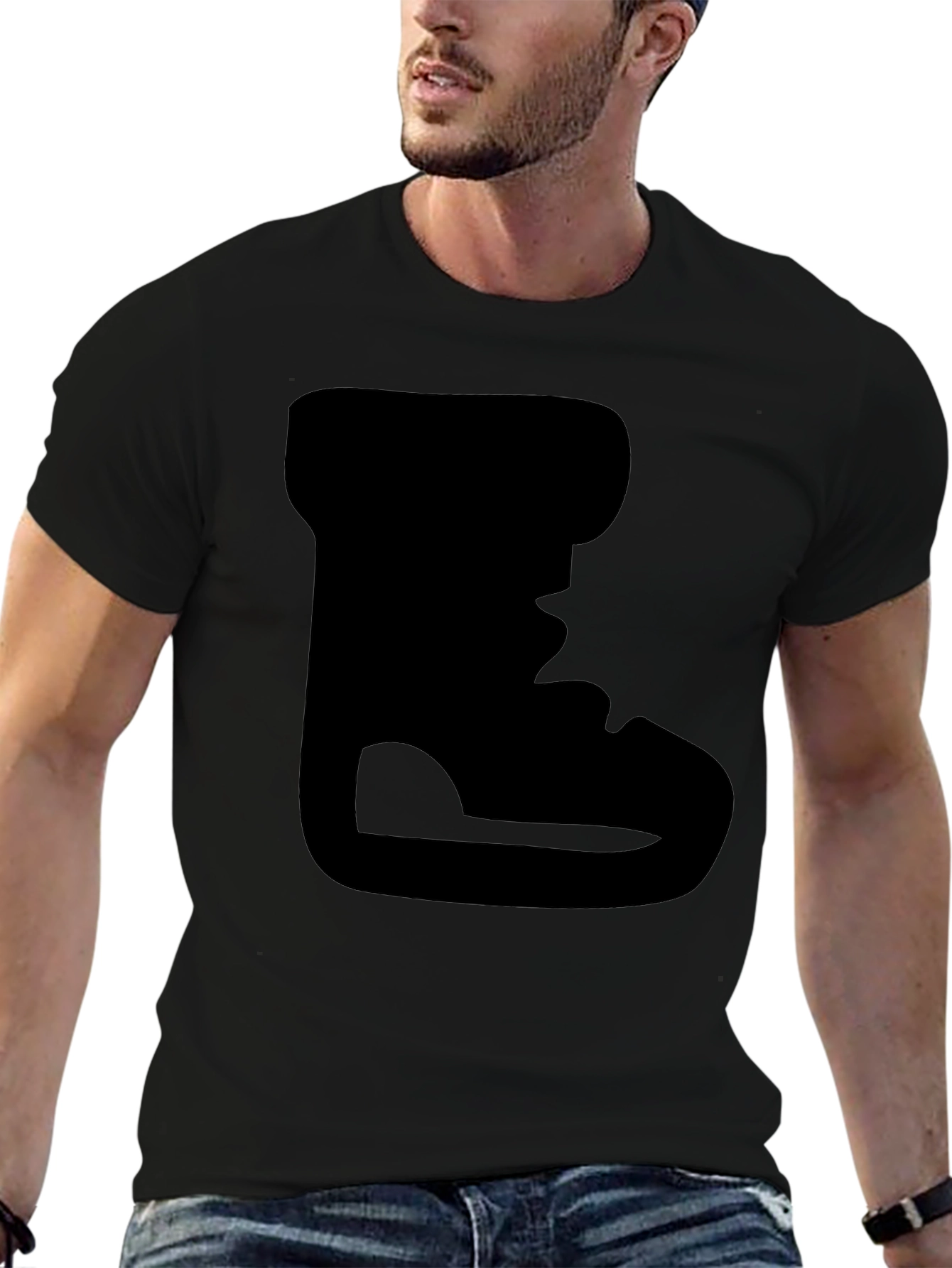 Camiseta Negra con Diseño de Bota