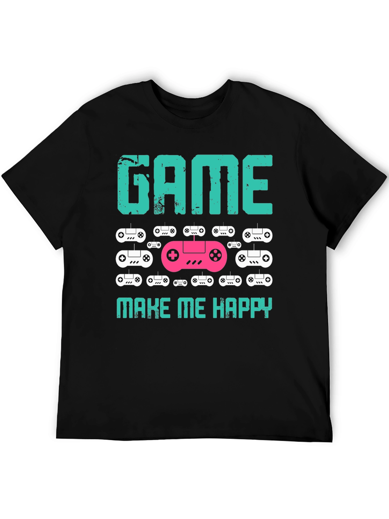 Camiseta Negra Game Make Me Happy para Gamers