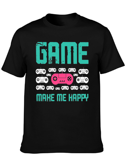 Camiseta Negra Game Make Me Happy para Gamers