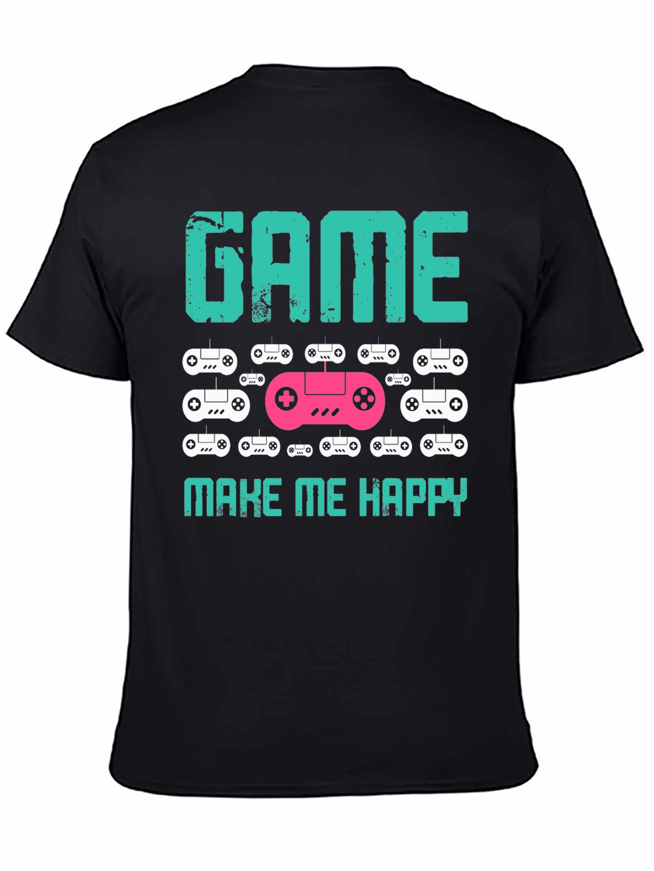 Camiseta Negra Game Make Me Happy para Gamers