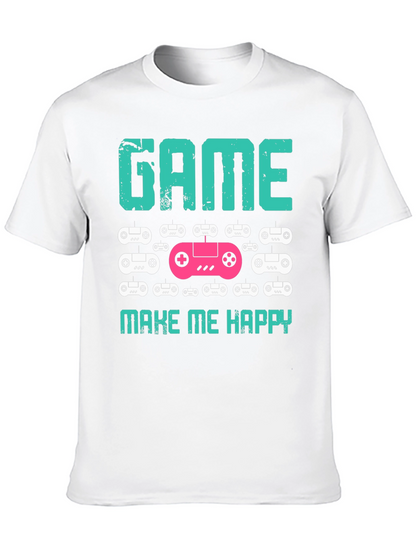 Camiseta Negra Game Make Me Happy para Gamers