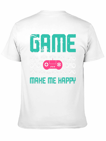 Camiseta Negra Game Make Me Happy para Gamers
