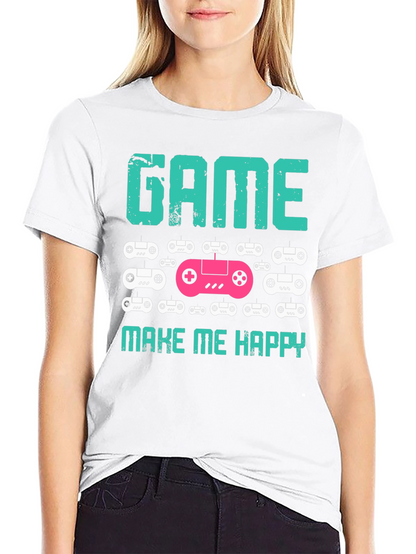 Camiseta Negra Game Make Me Happy para Gamers