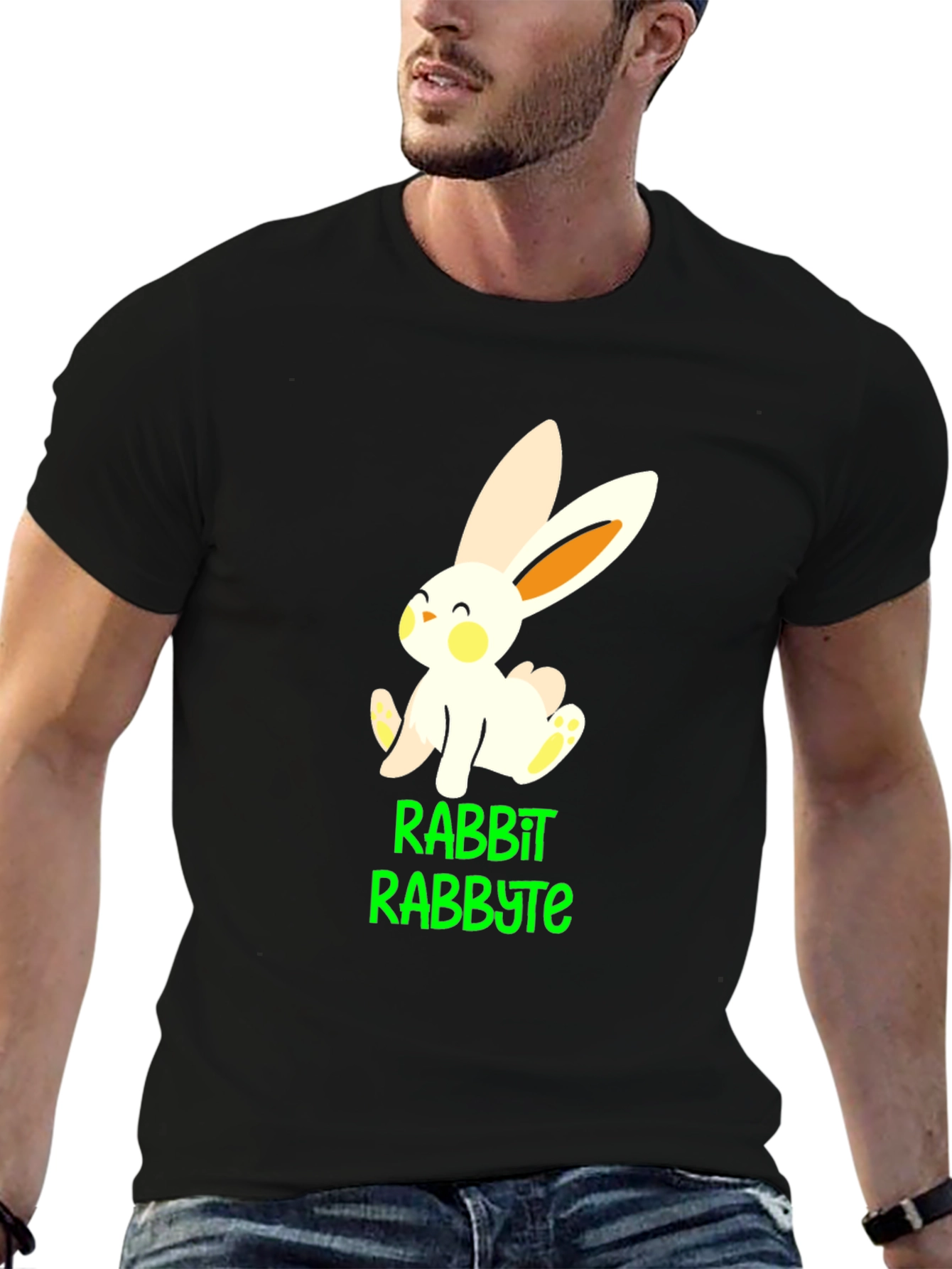 Camiseta Negra con Diseño de Conejo Rabbyte