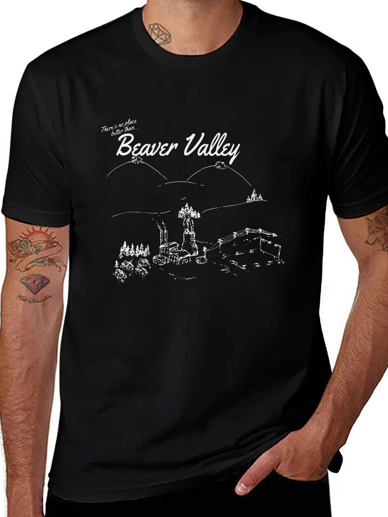 Camiseta Negra con Diseño de Beaver Valley