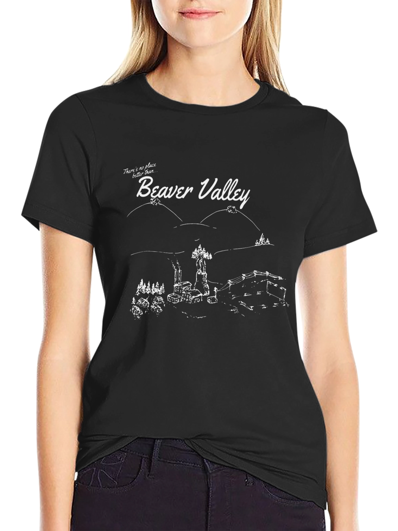 Camiseta Negra con Diseño de Beaver Valley
