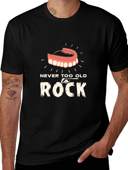 Camiseta Negra Nunca Demasiado Viejo para Rockear