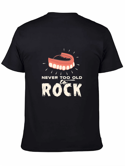 Camiseta Negra Nunca Demasiado Viejo para Rockear