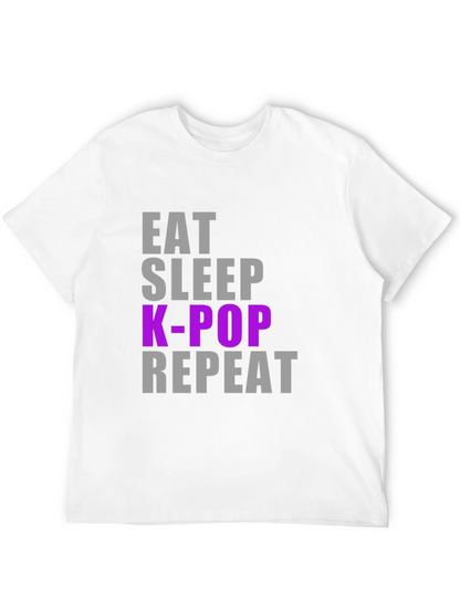 Camiseta K-Pop Eat Sleep Repeat - Estilo Casual