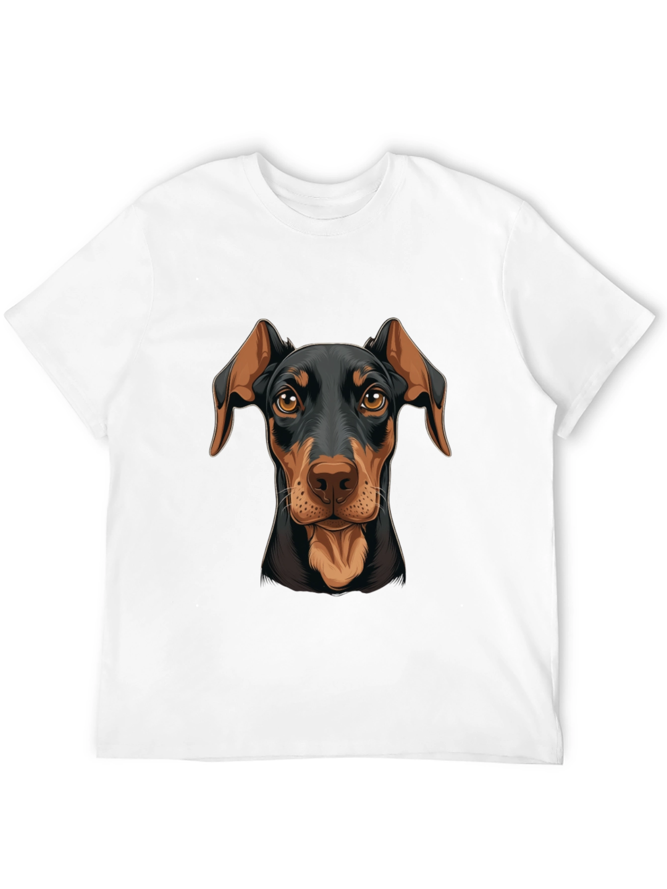 Camiseta Negra con Estampado de Dóberman