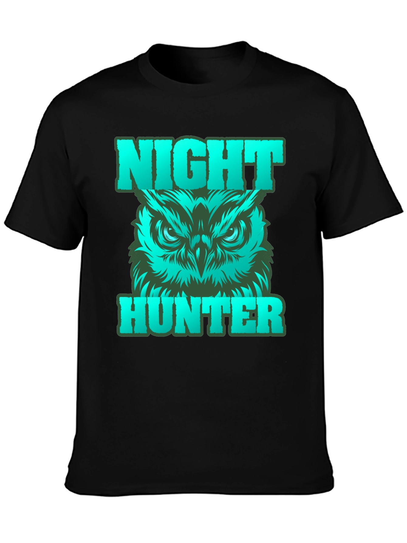 Camiseta Negra Cazador Nocturno con Búho Gráfico