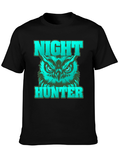 Camiseta Negra Cazador Nocturno con Búho Gráfico