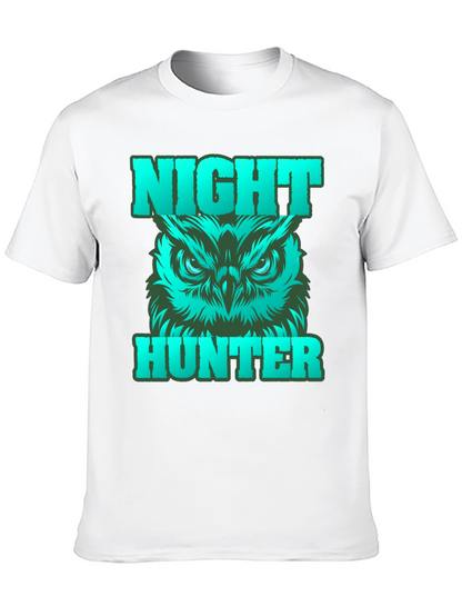 Camiseta Negra Cazador Nocturno con Búho Gráfico