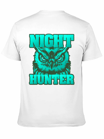 Camiseta Negra Cazador Nocturno con Búho Gráfico