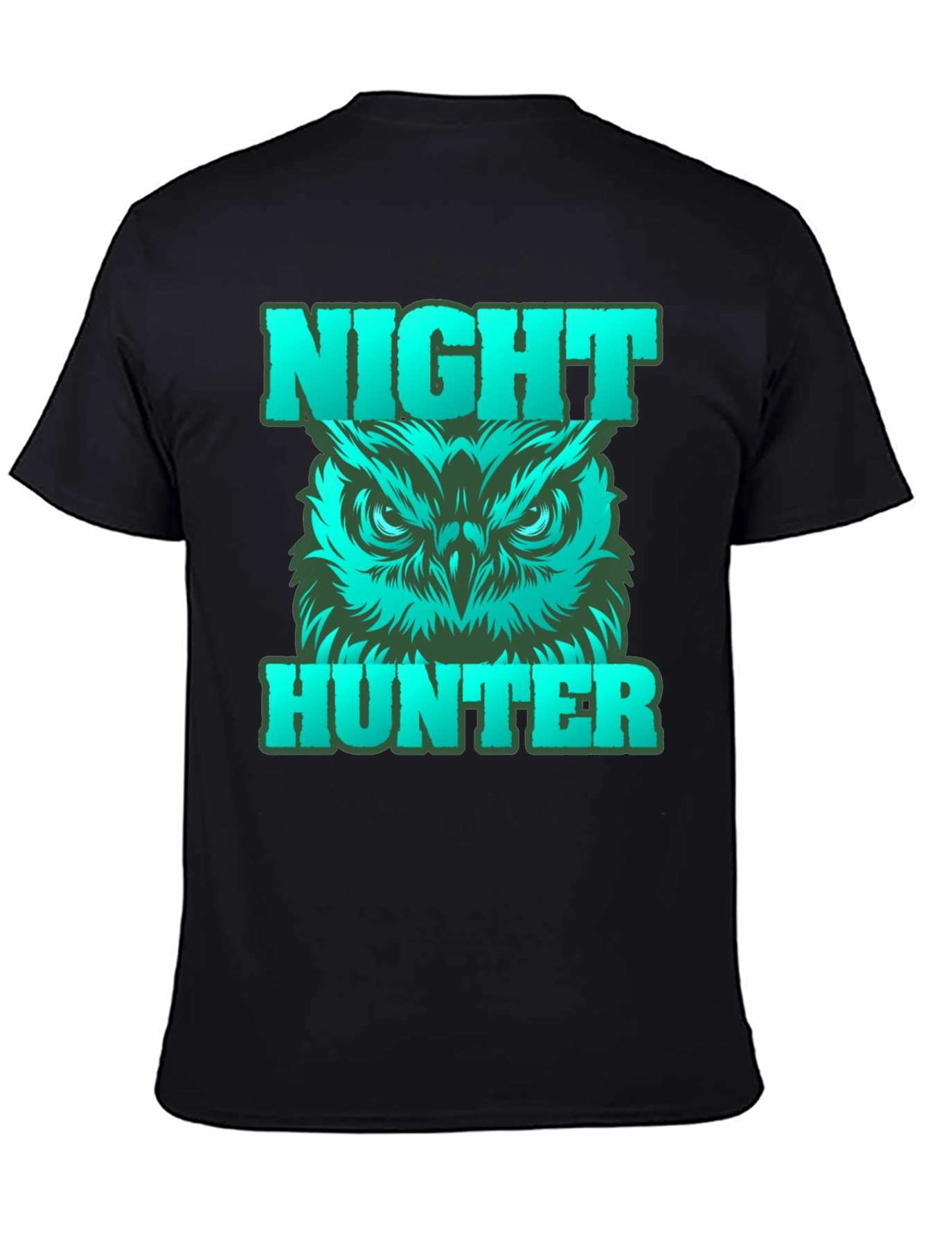 Camiseta Negra Cazador Nocturno con Búho Gráfico