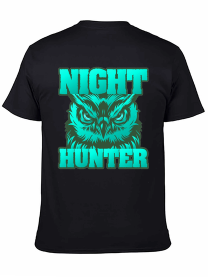 Camiseta Negra Cazador Nocturno con Búho Gráfico