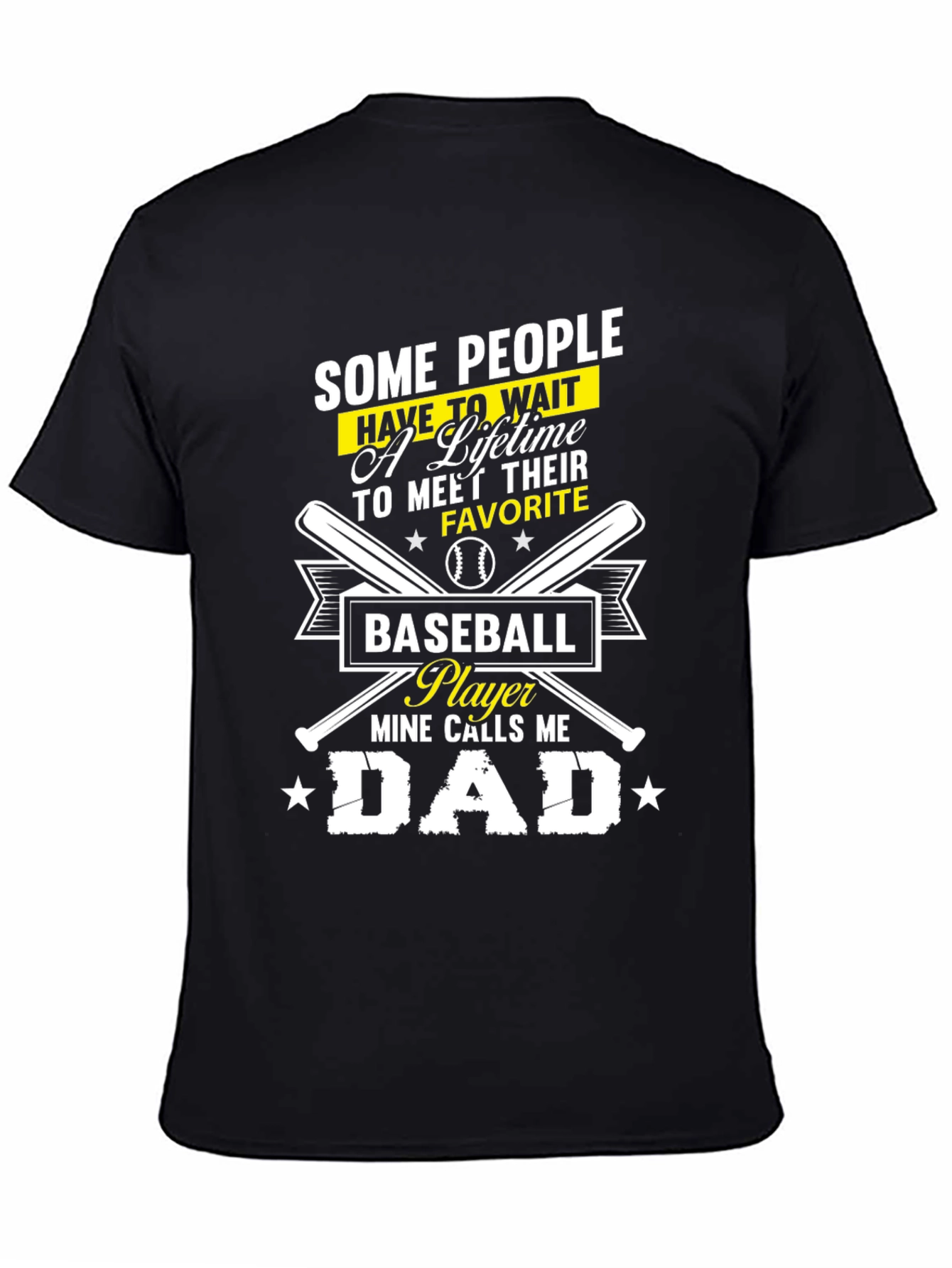 Camiseta Negra - Papá Jugador de Béisbol