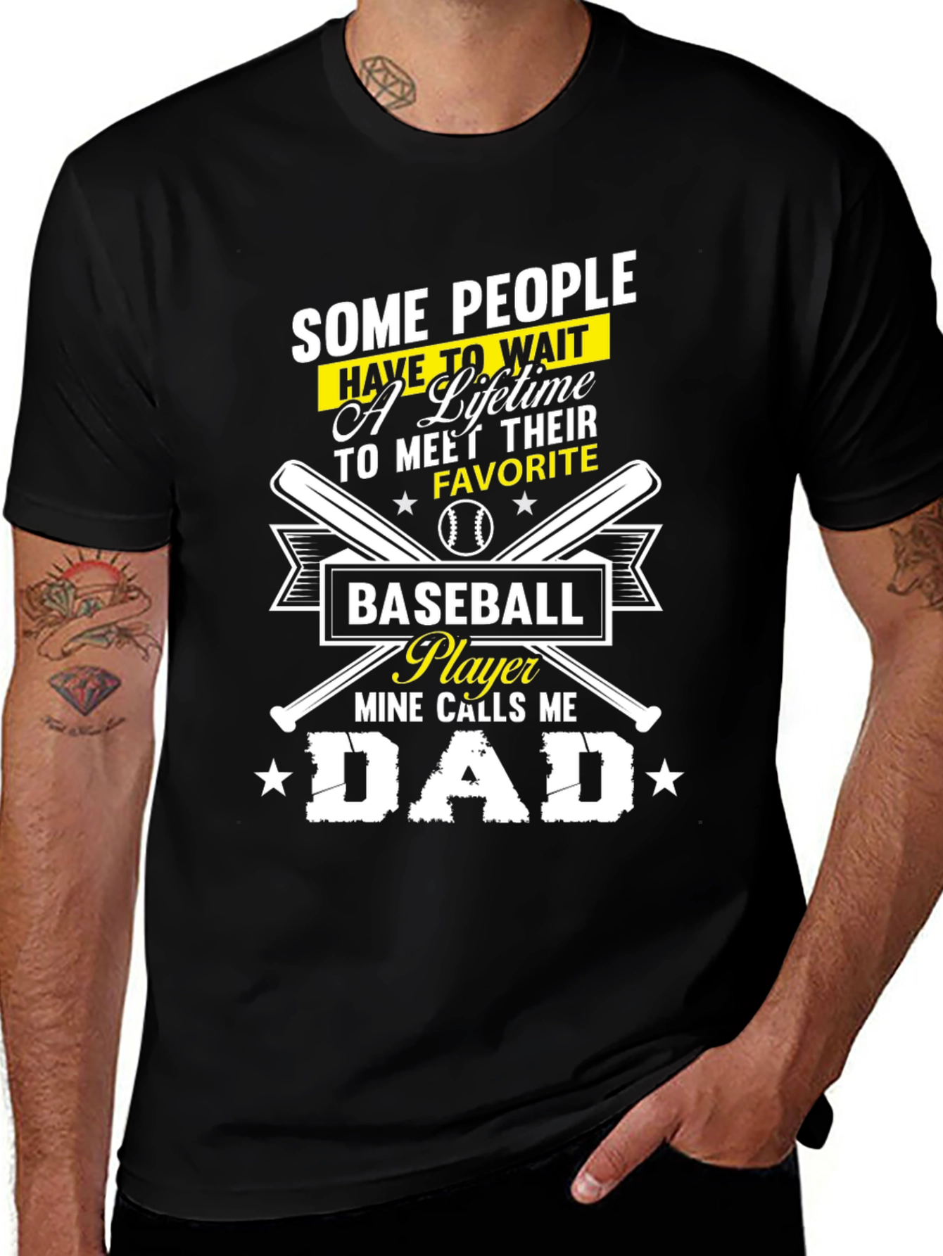 Camiseta Negra - Papá Jugador de Béisbol