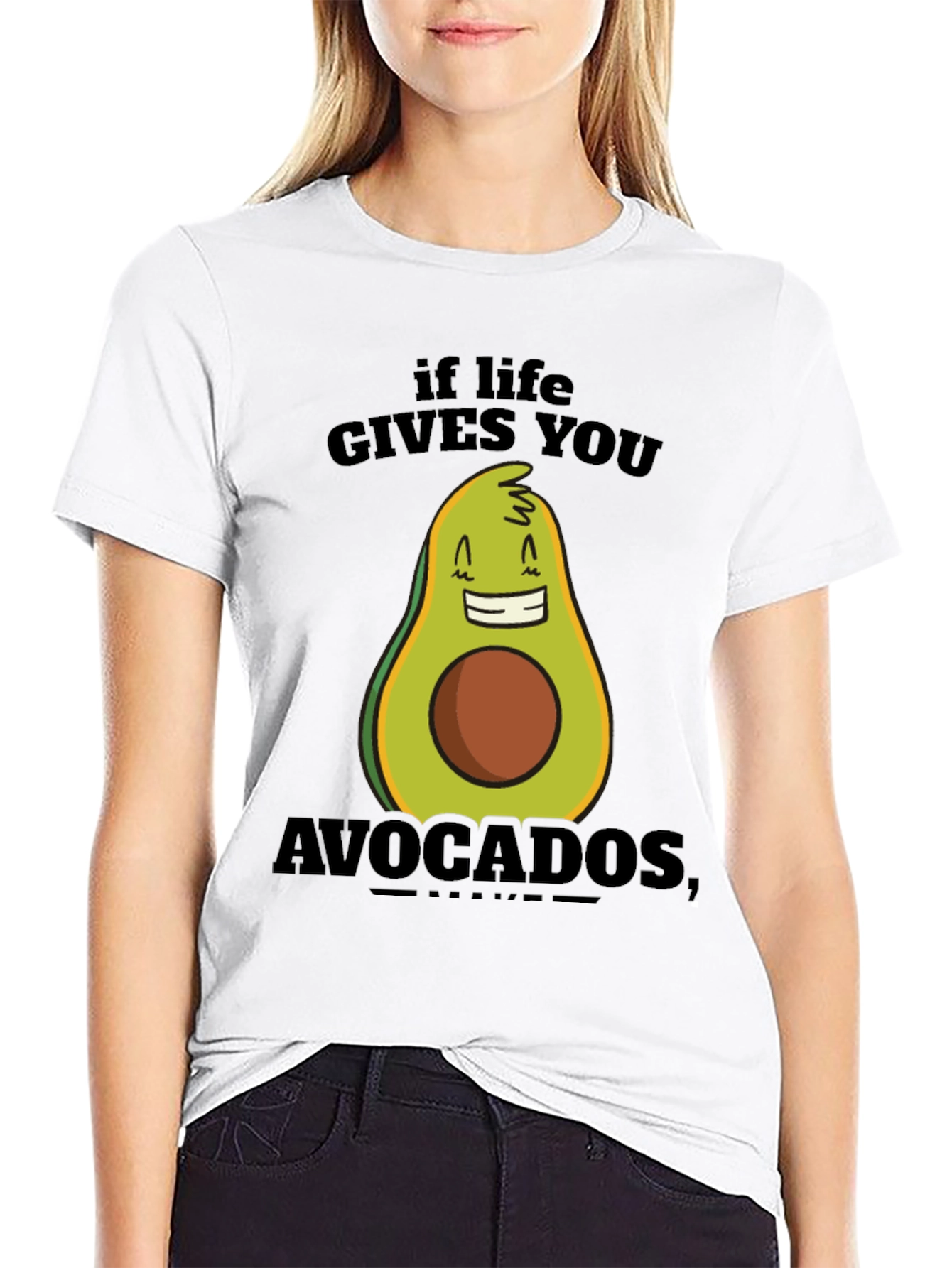 Camiseta Negra con Diseño Divertido de Aguacate