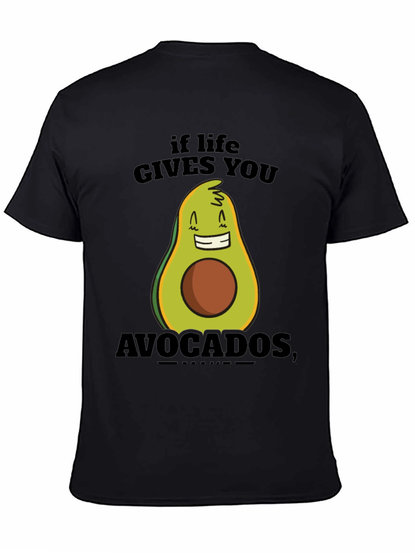 Camiseta Negra con Diseño Divertido de Aguacate