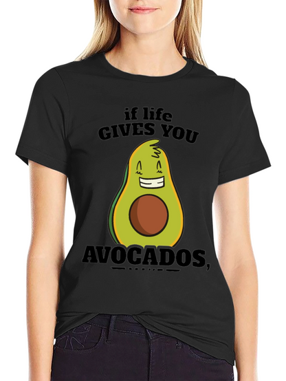 Camiseta Negra con Diseño Divertido de Aguacate