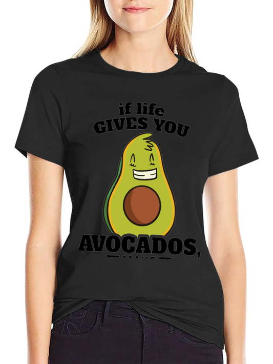 Camiseta Negra con Diseño Divertido de Aguacate