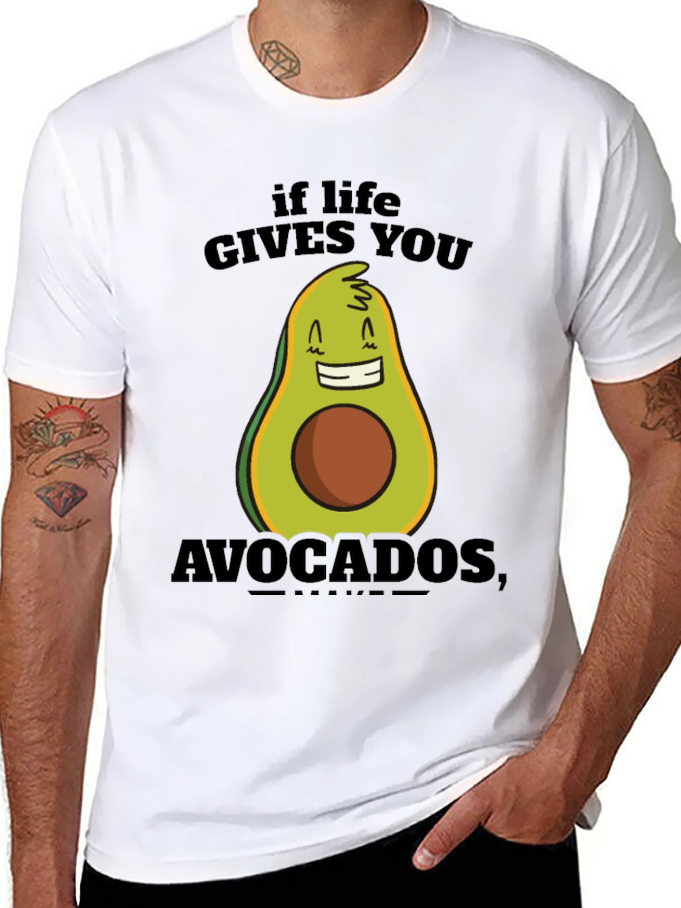 Camiseta Negra con Diseño Divertido de Aguacate