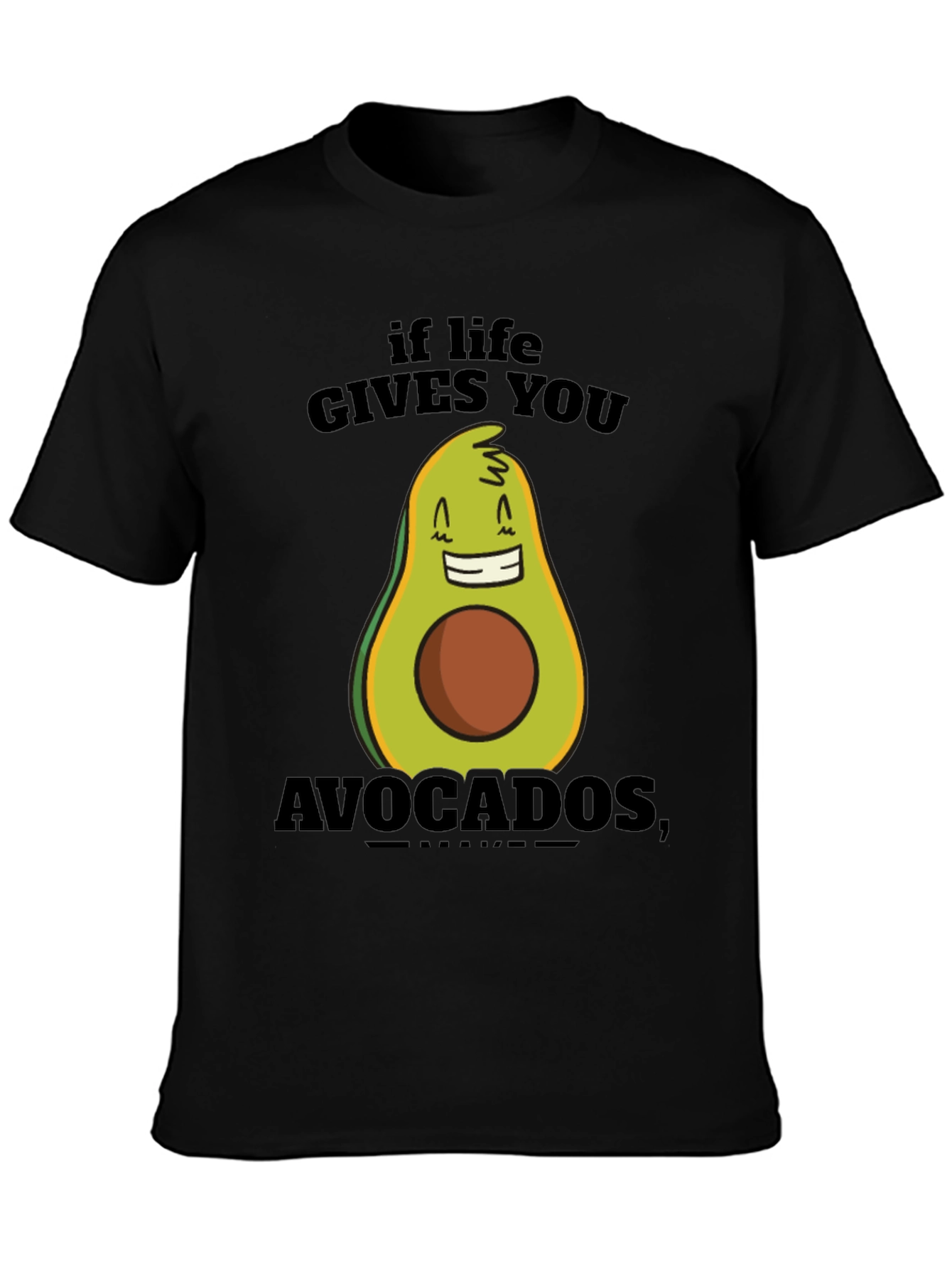 Camiseta Negra con Diseño Divertido de Aguacate