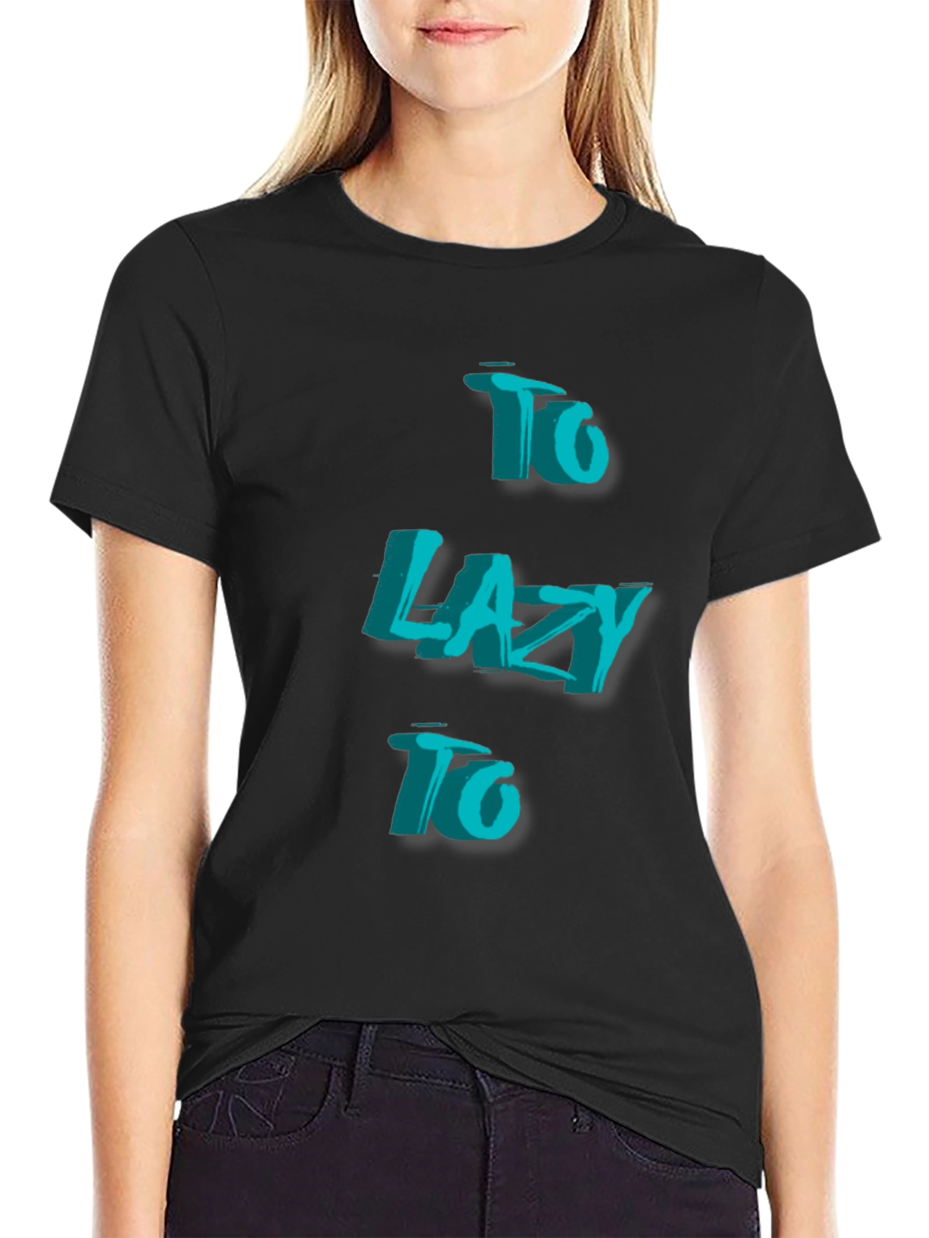 Camiseta Negra - Too Lazy To Estilo 3D