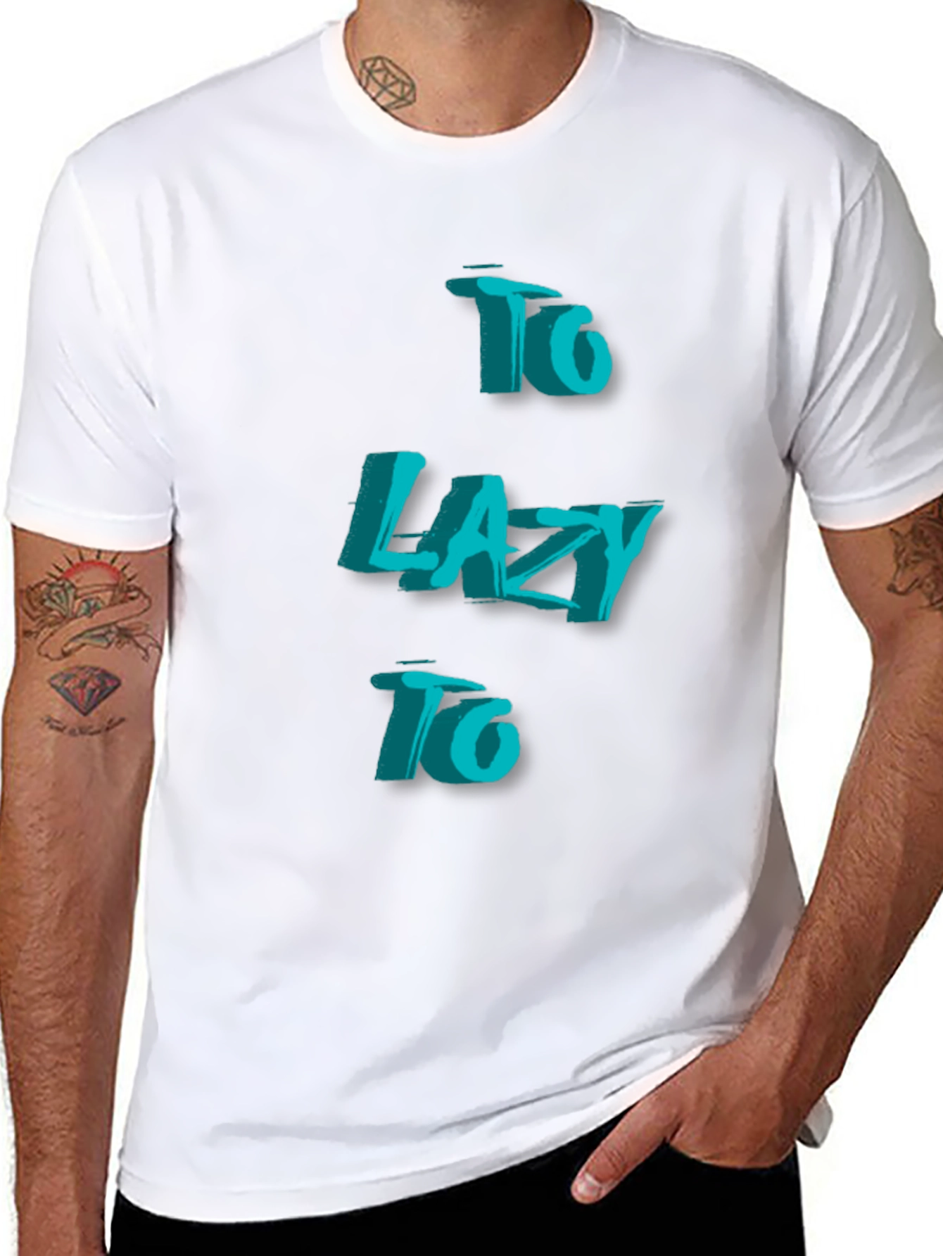 Camiseta Negra - Too Lazy To Estilo 3D