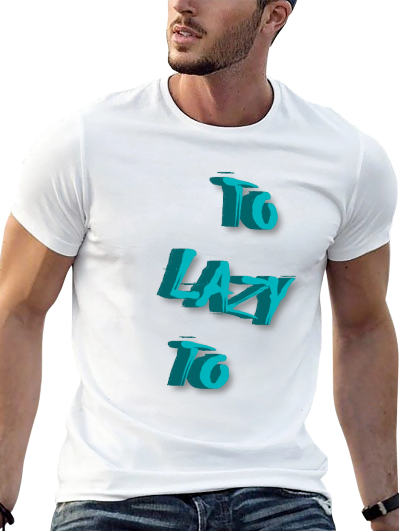 Camiseta Negra - Too Lazy To Estilo 3D