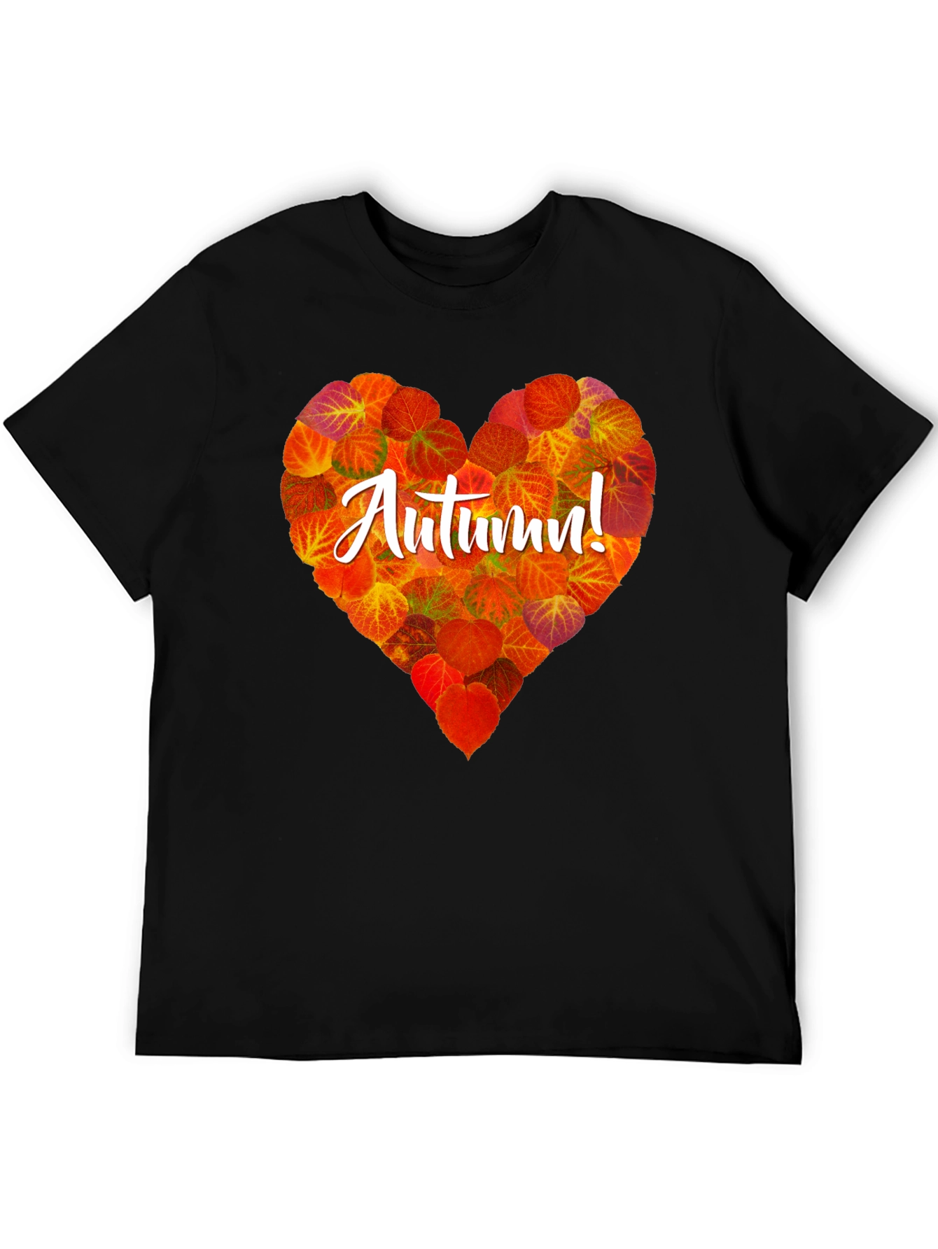 Camiseta Negra con Corazón de Otoño