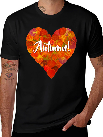 Camiseta Negra con Corazón de Otoño