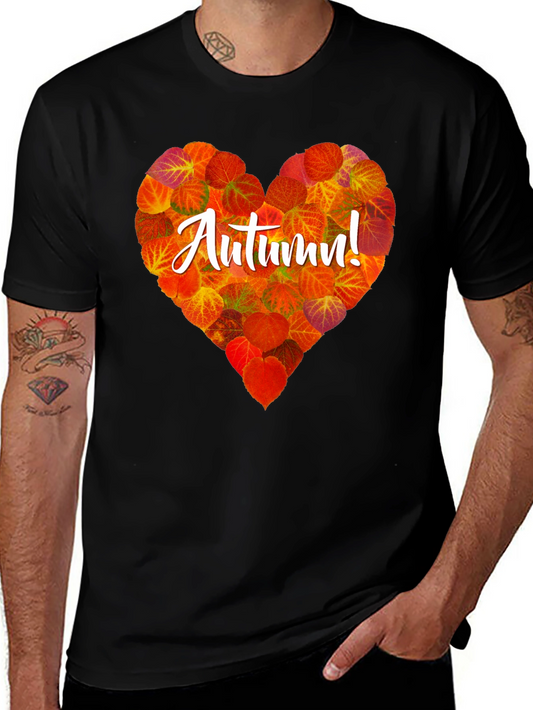 Camiseta Negra con Corazón de Otoño