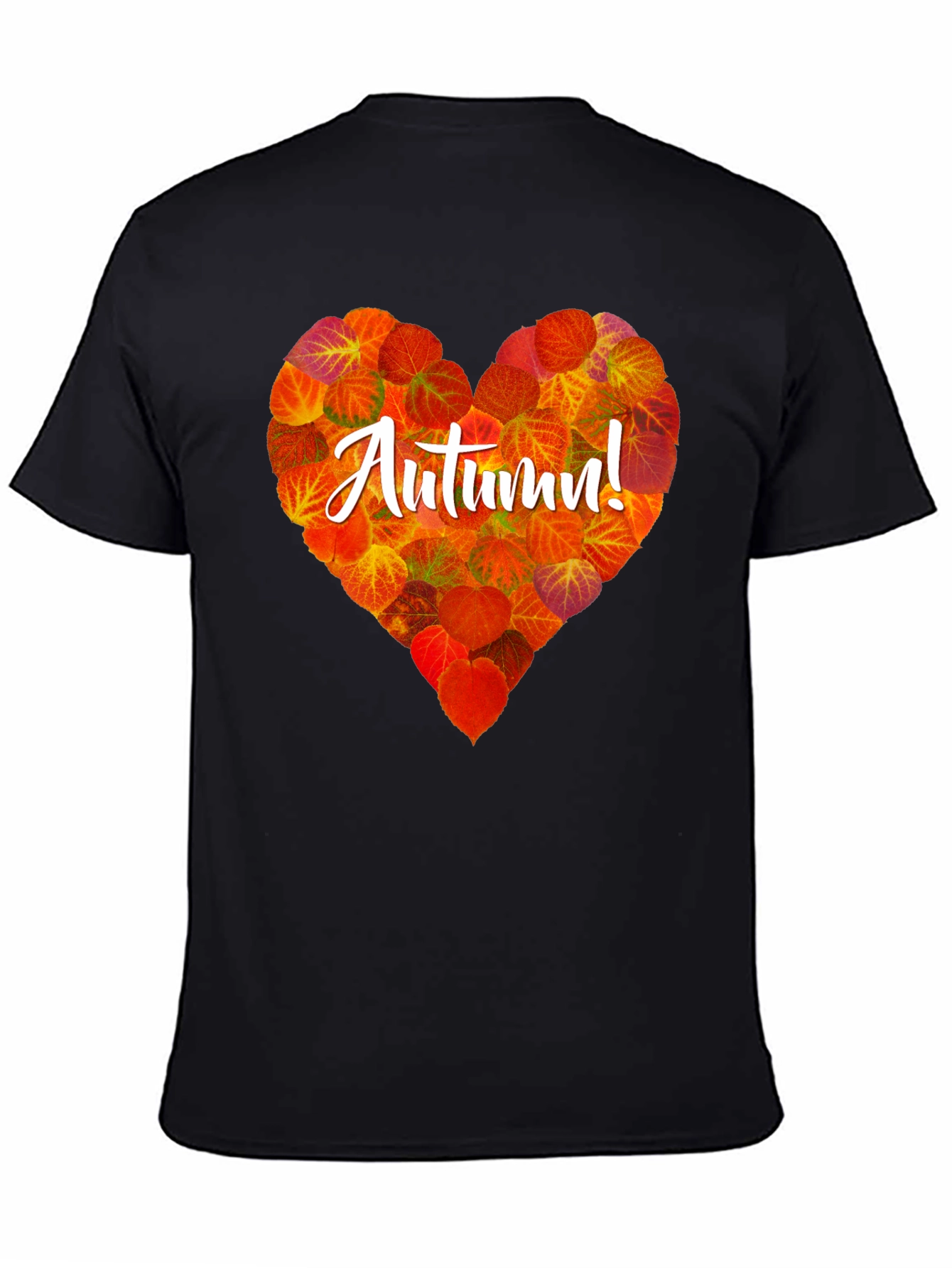 Camiseta Negra con Corazón de Otoño