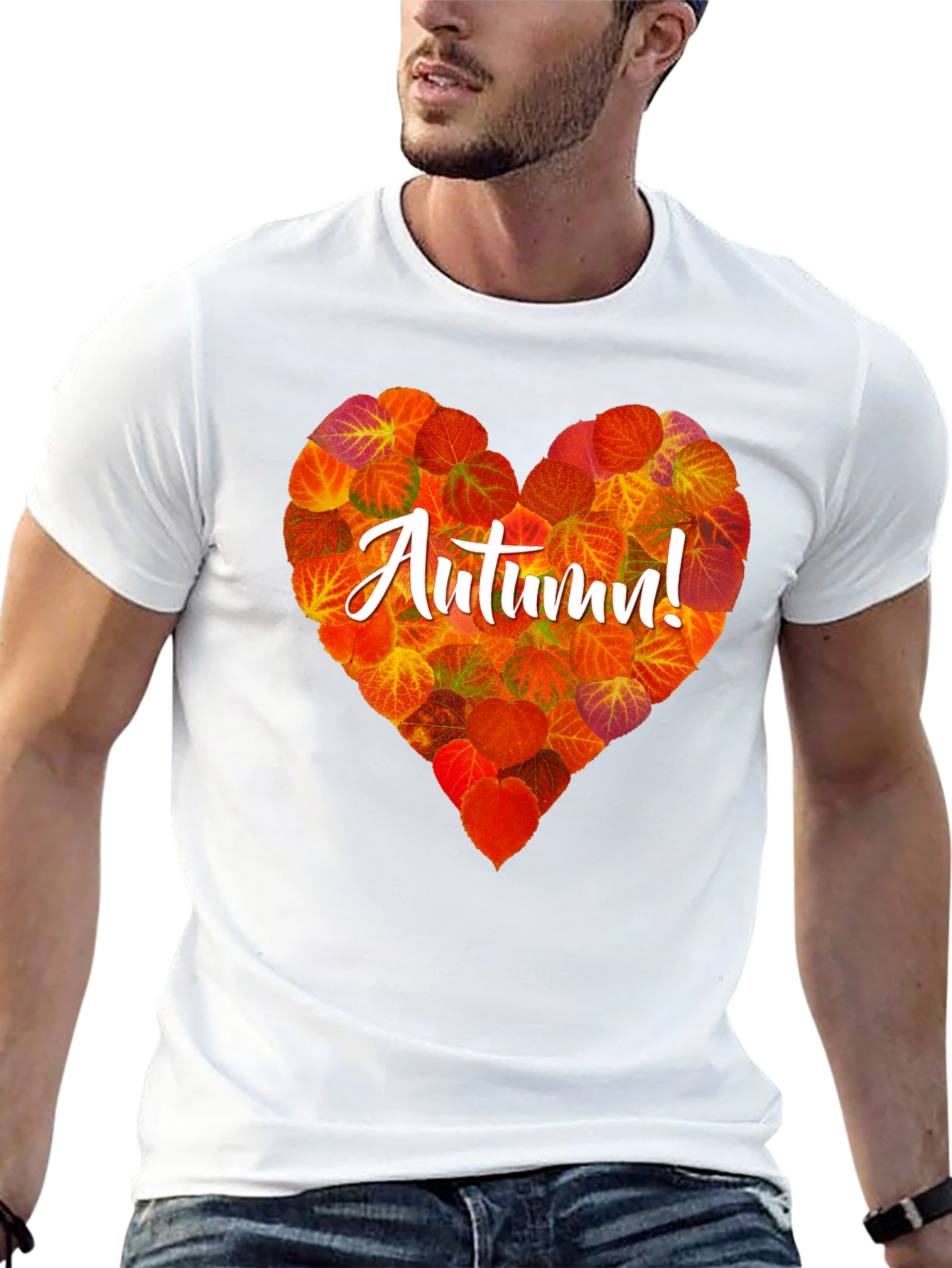Camiseta Negra con Corazón de Otoño